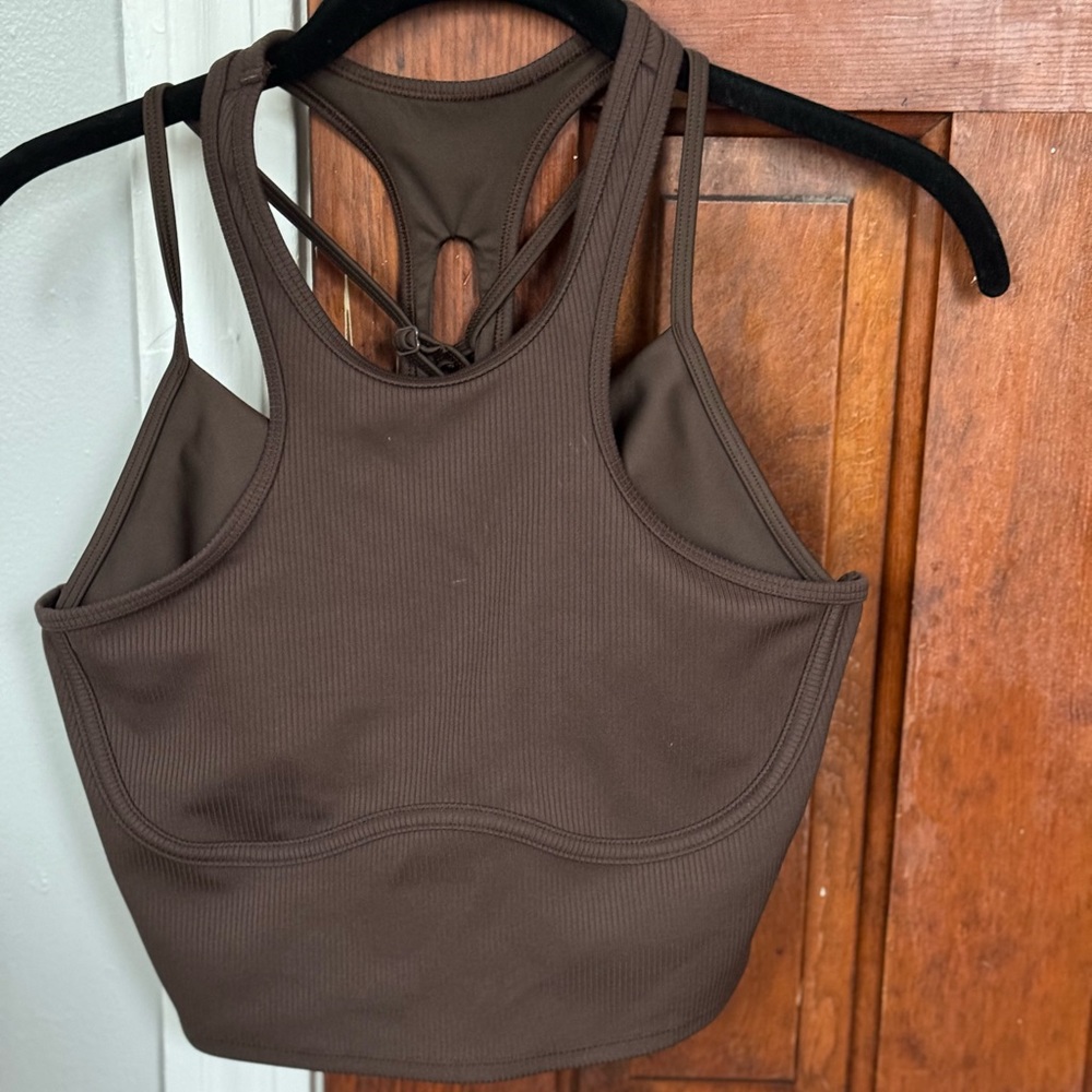 ALO Yoga Brown Fitted Crop Tank Top